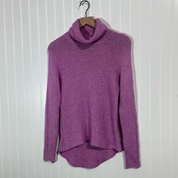 Lauren Ralph Lauren Purple Turtleneck Sweater Small Wool Cashmere Chunky Knit - Picture 1 of 9